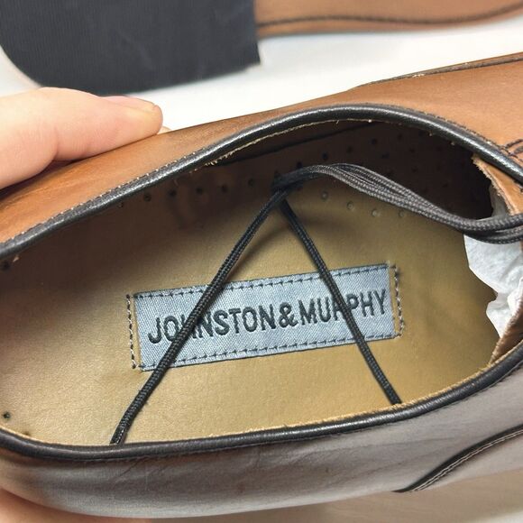 Johnston and Murphy Mens 9EEE Optima Brown Leather Dress Shoes New Cap Toe